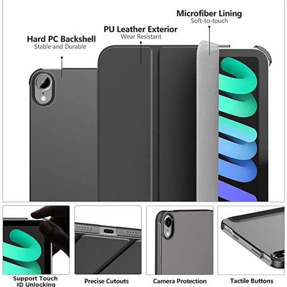 MoKo Case Fit New iPad Mini 6 2021 (6th Generation, 8.3-inch) - Space Gray - Picture 3 of 8